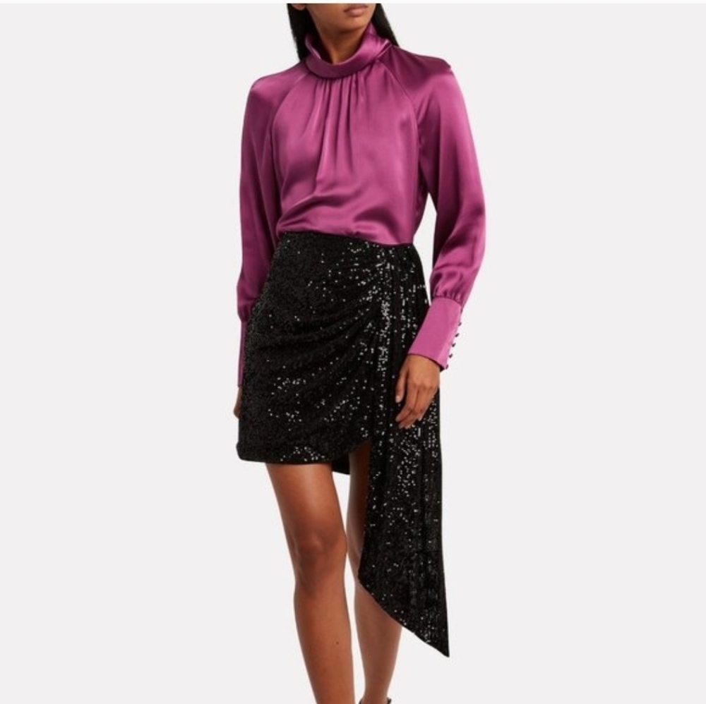 INTERMIX Women's Alma High Neck Silk Blouse -2